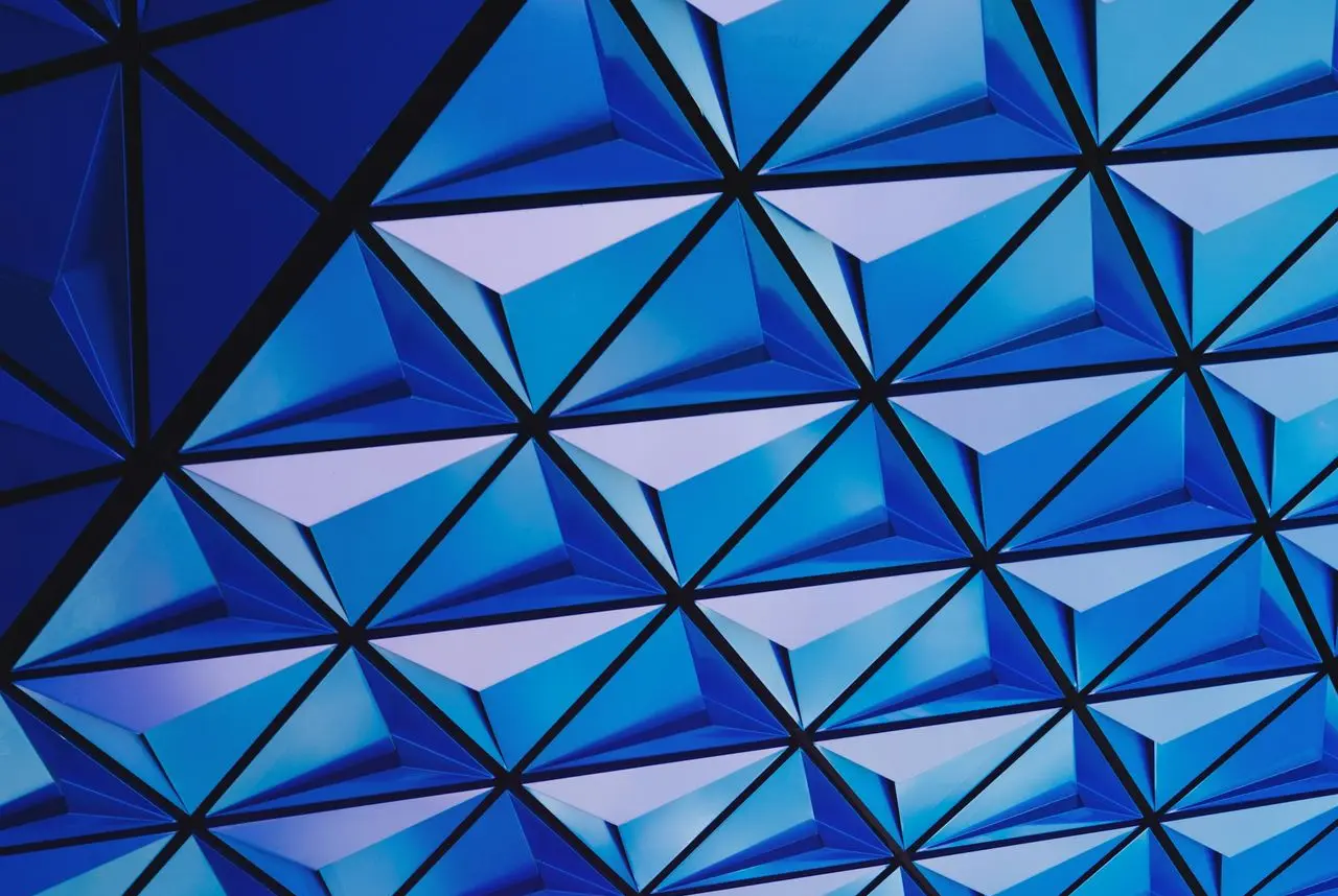 architectural photography of blue glass celing